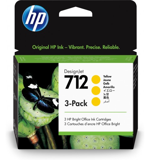 HP Confezione da 3 cartucce di inchiostro giallo originale DesignJet 712 da 29 ml