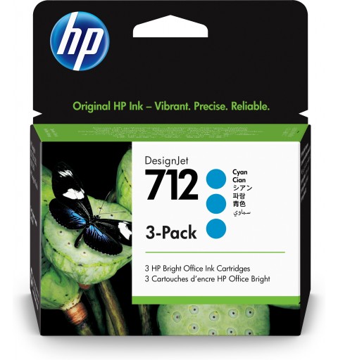 HP 712 3-pack 29-ml Cyan DesignJet Ink Cartridge