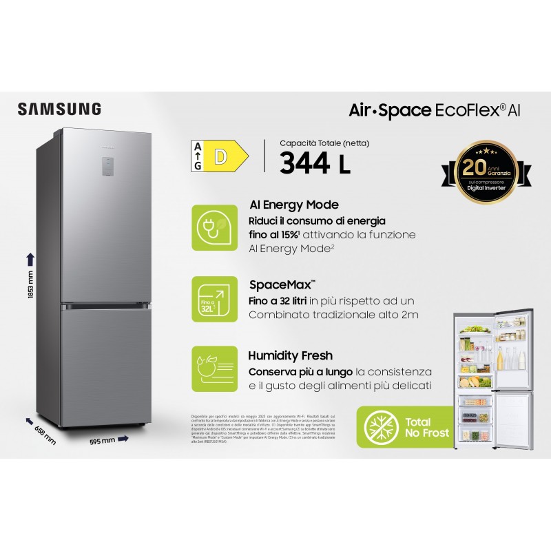 Samsung RB34C671DS9 nevera y congelador Bajo encimera 344 L D Acero inoxidable