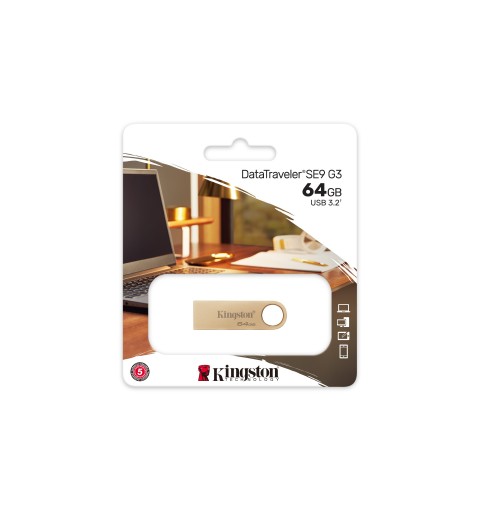 Kingston Technology DataTraveler SE9 G3 unidad flash USB 64 GB USB tipo A 3.2 Gen 1 (3.1 Gen 1) Oro