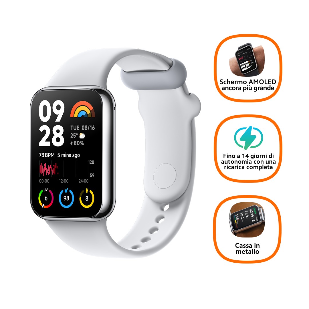 Xiaomi Smart Band 8 Pro AMOLED Bracelet connecté 4,42 cm (1.74") Gris clair - Photo 1/5