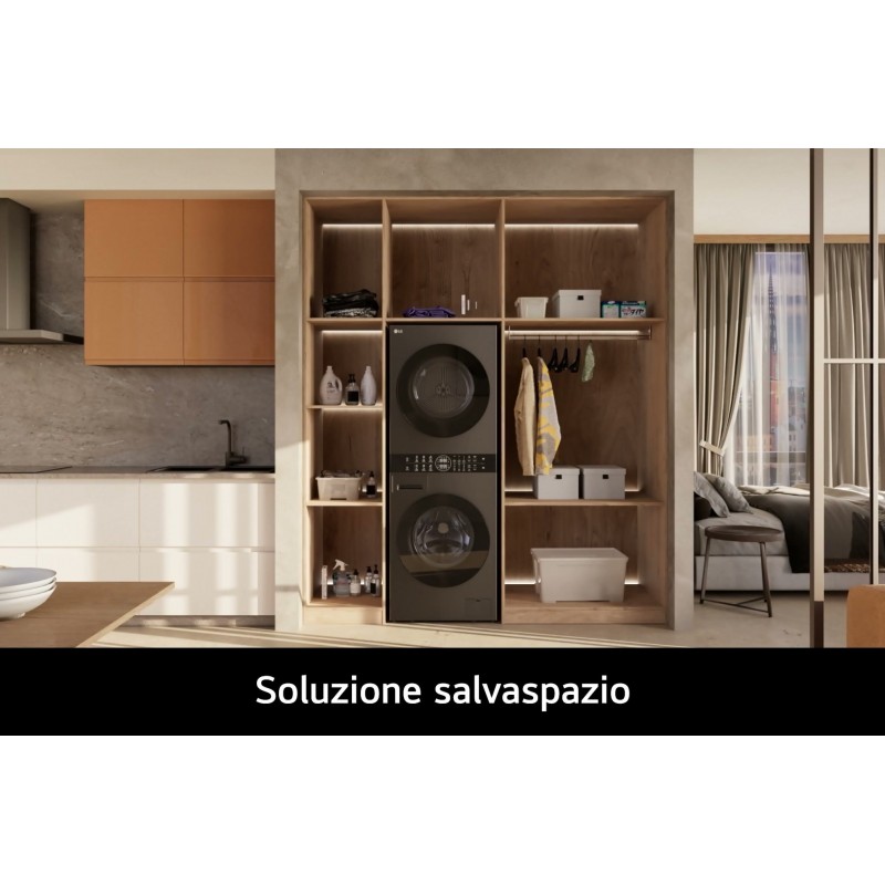 LG WashTower WT1210BBF Colonna Bucato 12 10kg AI DD, Classe A-10% A+++, Pannello unificato