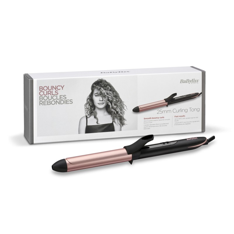 BaByliss 25mm Curling Tong Fer à friser À chaleur Noir, Rose doré 2,5 m