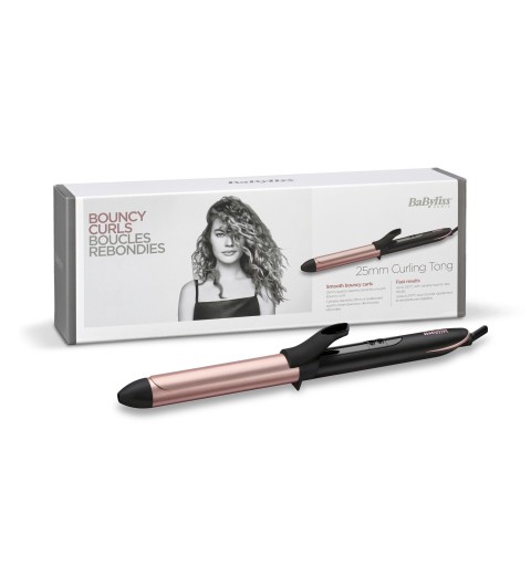 BaByliss 25mm Curling Tong Fer à friser À chaleur Noir, Rose doré 2,5 m