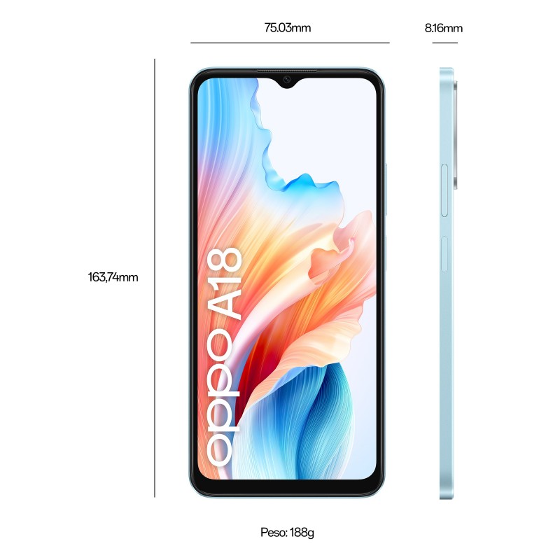 OPPO A18 16.7 cm (6.56") Dual SIM Android 13 4G USB Type-C 4 GB 128 GB 5000 mAh Blue