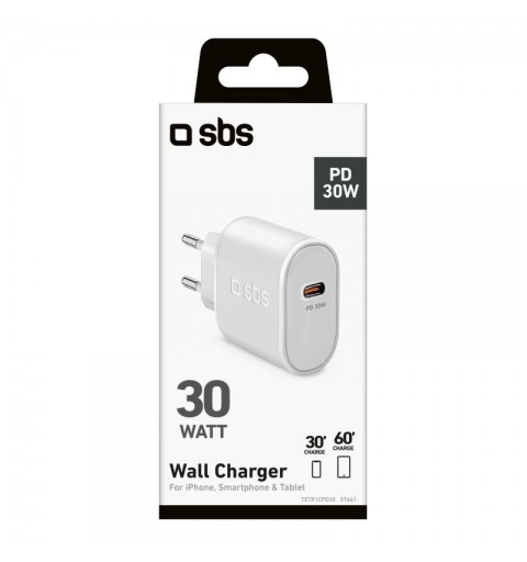 SBS TETR1CPD30 Caricabatterie per dispositivi mobili Universale Bianco AC Interno