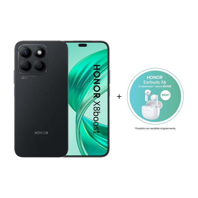 Honor X8boost + Earbuds X6 17 cm (6.7") SIM doble Android 13 4G USB Tipo C 8 GB 256 GB 4500 mAh Negro