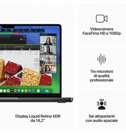 Apple MacBook Pro 14'' M3 Max chip con 14‑core CPU e 30‑core GPU, 1TB SSD - Nero Siderale