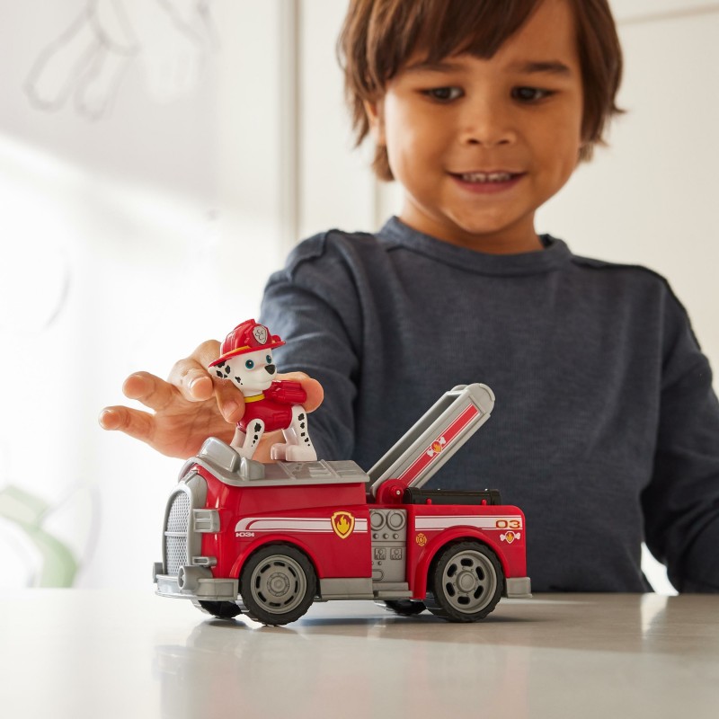 PAW Patrol , Fire Engine de Marshall, camión de juguete con figura de acción coleccionable, juguetes respetuosos con el medio