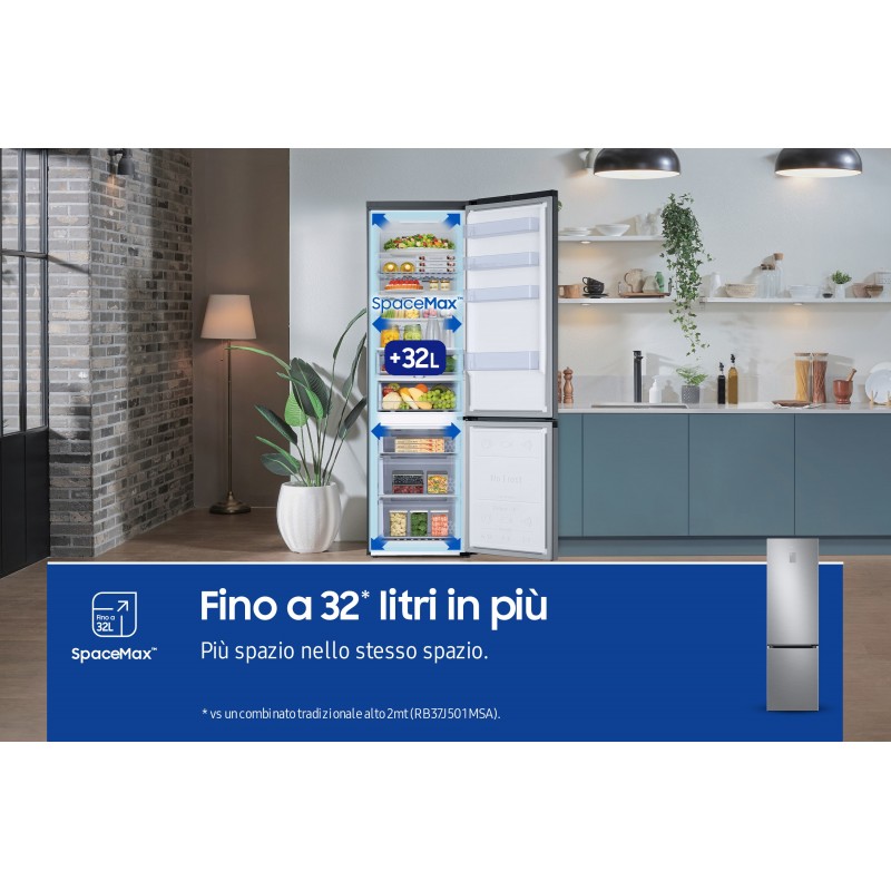 Samsung Frigorifero Combinato EcoFlex AI 2m 390L RB38C676CS9