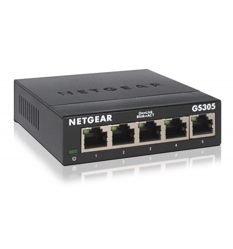 NETGEAR GS305 Switch 5 Port Gigabit Ethernet LAN Switch (Plug-and-Play Netzwerk Switch, LAN Verteiler, Hub energieffizient,