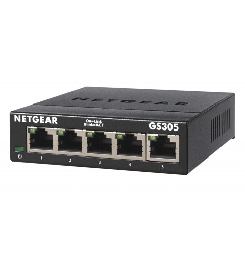 NETGEAR GS305 Switch 5 Port Gigabit Ethernet LAN Switch (Plug-and-Play Netzwerk Switch, LAN Verteiler, Hub energieffizient,