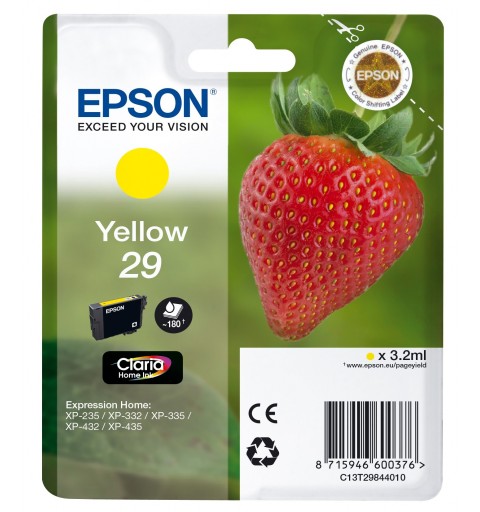Epson Strawberry 29 Y cartucho de tinta 1 pieza(s) Original Rendimiento estándar Amarillo