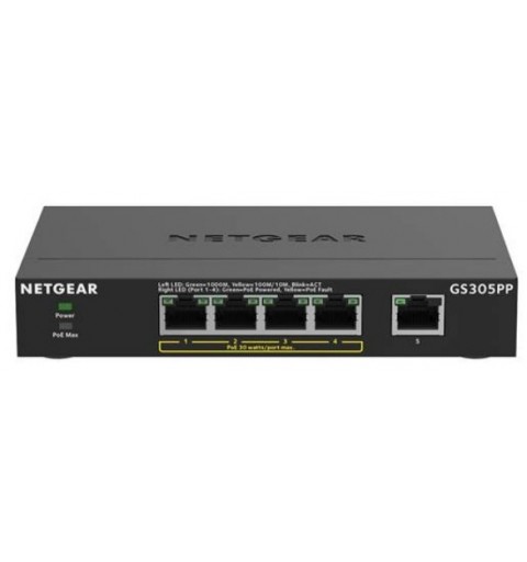 NETGEAR GS305PP Unmanaged Gigabit Ethernet (10 100 1000) Power over Ethernet (PoE) Schwarz