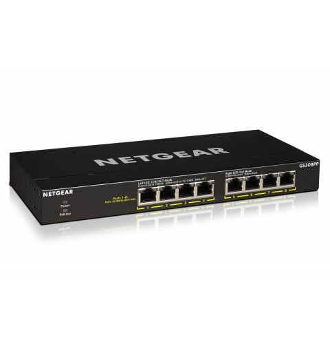 NETGEAR GS308PP No administrado Gigabit Ethernet (10 100 1000) Energía sobre Ethernet (PoE) Negro