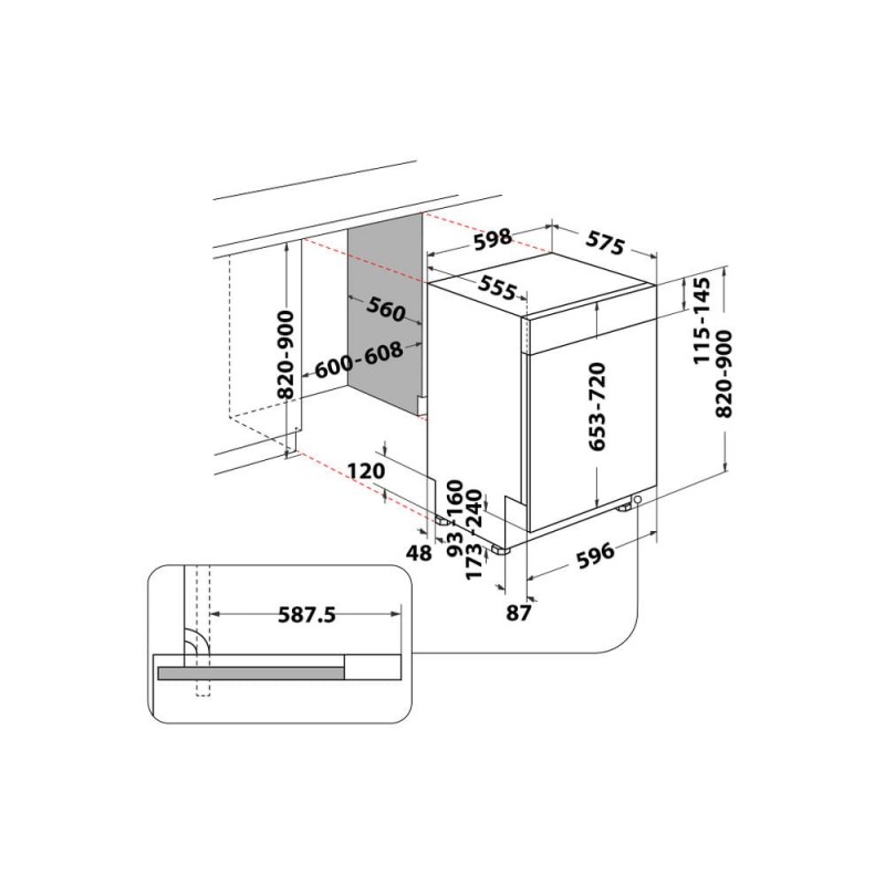 Whirlpool Lavastoviglie semi incasso - WB 6020 P X