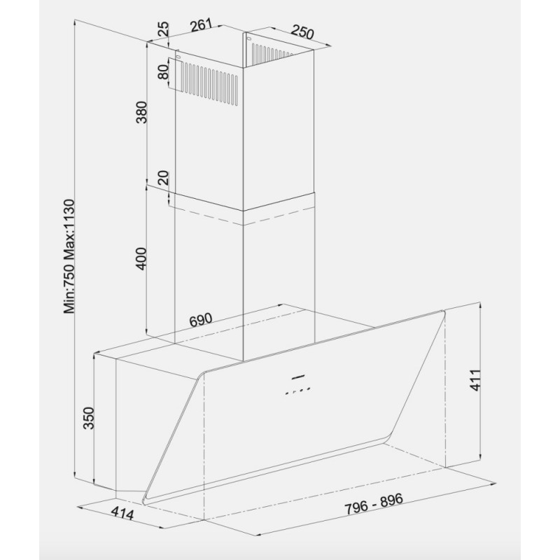 Silverline 3457 SOHO De pared Negro 627 m³ h A