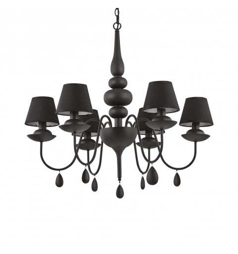 Ideal Lux BLANCHE SP6 NERO Mod. 111872 Lampada A Sospensione 6 Luci