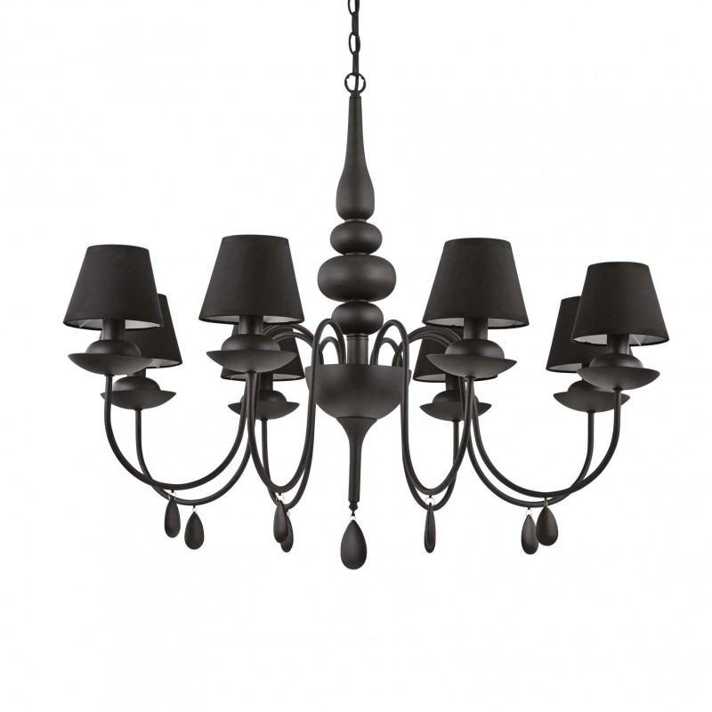 Ideal Lux BLANCHE SP8 NERO Mod. 111896 Lampada A Sospensione 8 Luci