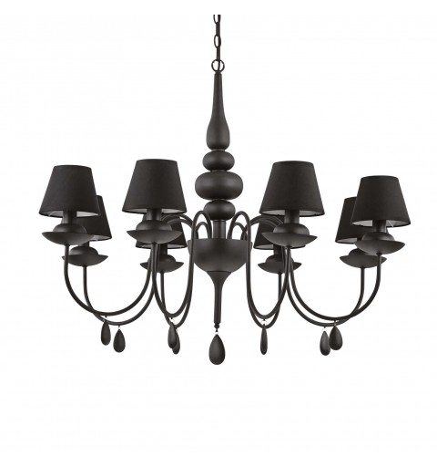 Ideal Lux BLANCHE SP8 NERO Mod. 111896 Lampada A Sospensione 8 Luci