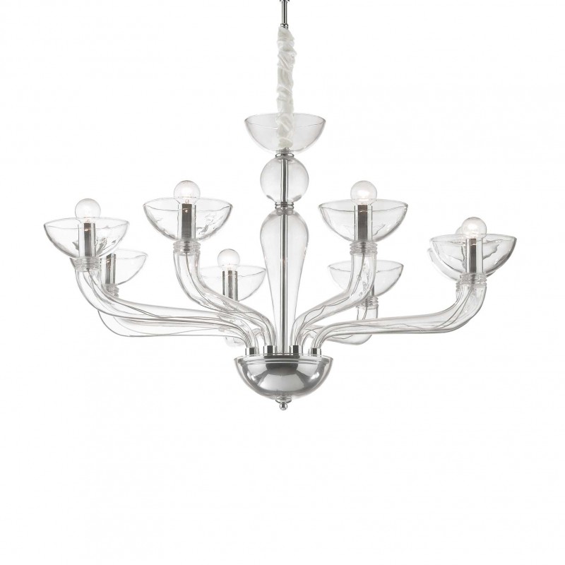 Ideal Lux CASANOVA SP8 TRASPARENTE Mod. 044255 Lampada A Sospensione 8 Luci