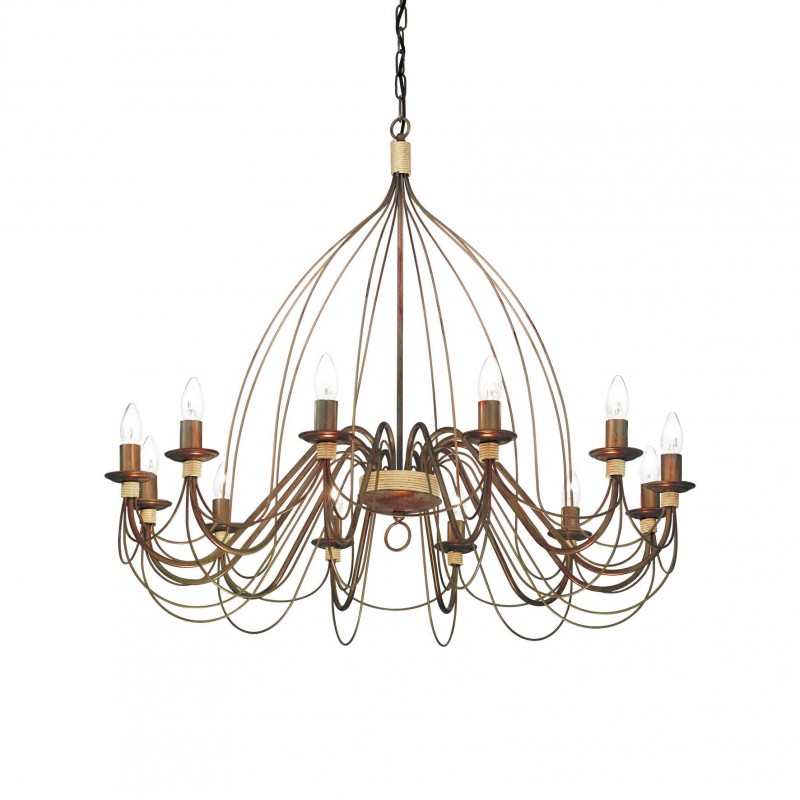 Ideal Lux CORTE SP12 RUGGINE Mod. 097671 Lampada A Sospensione 12 Luci