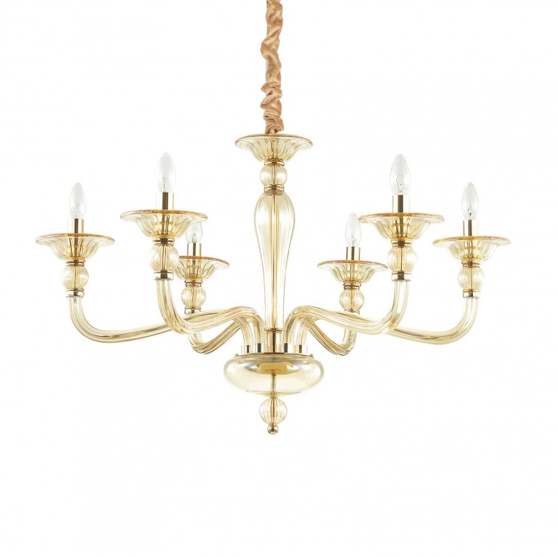 Ideal Lux DANIELI SP6 AMBRA Mod. 159942 Lampada A Sospensione 6 Luci