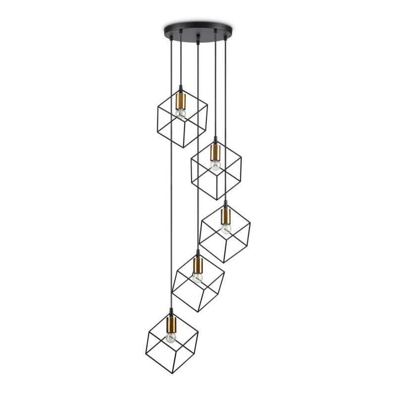 Ideal Lux ICE SP5 NERO Mod. 237664 Lampada A Sospensione 5 Luci Ideal Lux ICE SP5 NERO Mod. 237664 Lampada A Sospensione 5 Luci