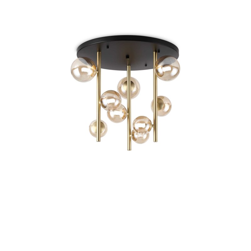 Ideal Lux PERLAGE PL9 AMBRA Mod. 328409 Lampada Da Soffitto 9 Luci