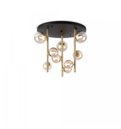 Ideal Lux PERLAGE PL9 AMBRA Mod. 328409 Lampada Da Soffitto 9 Luci