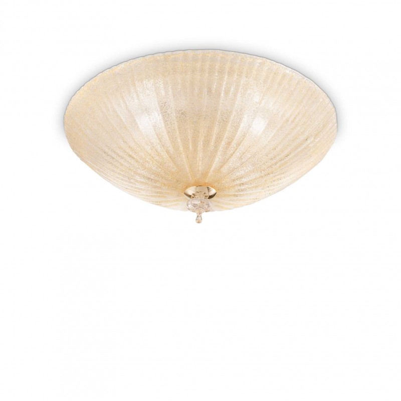 Ideal Lux SHELL PL4 AMBRA Mod. 140186 Lampada Da Soffitto 4 Luci