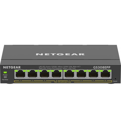 NETGEAR 8-Port Gigabit Ethernet High-Power PoE+ Plus Switch (GS308EPP) Géré L2 L3 Gigabit Ethernet (10 100 1000) Connexion