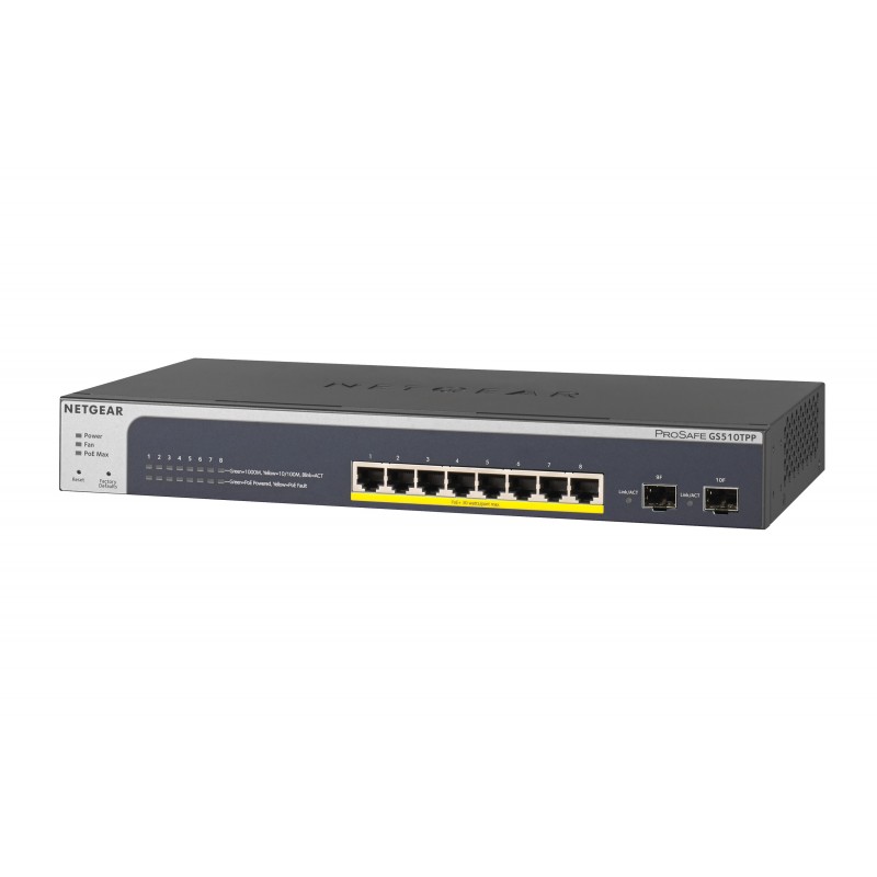 NETGEAR GS510TPP Géré L2 L3 L4 Gigabit Ethernet (10 100 1000) Connexion Ethernet, supportant l'alimentation via ce port (PoE)