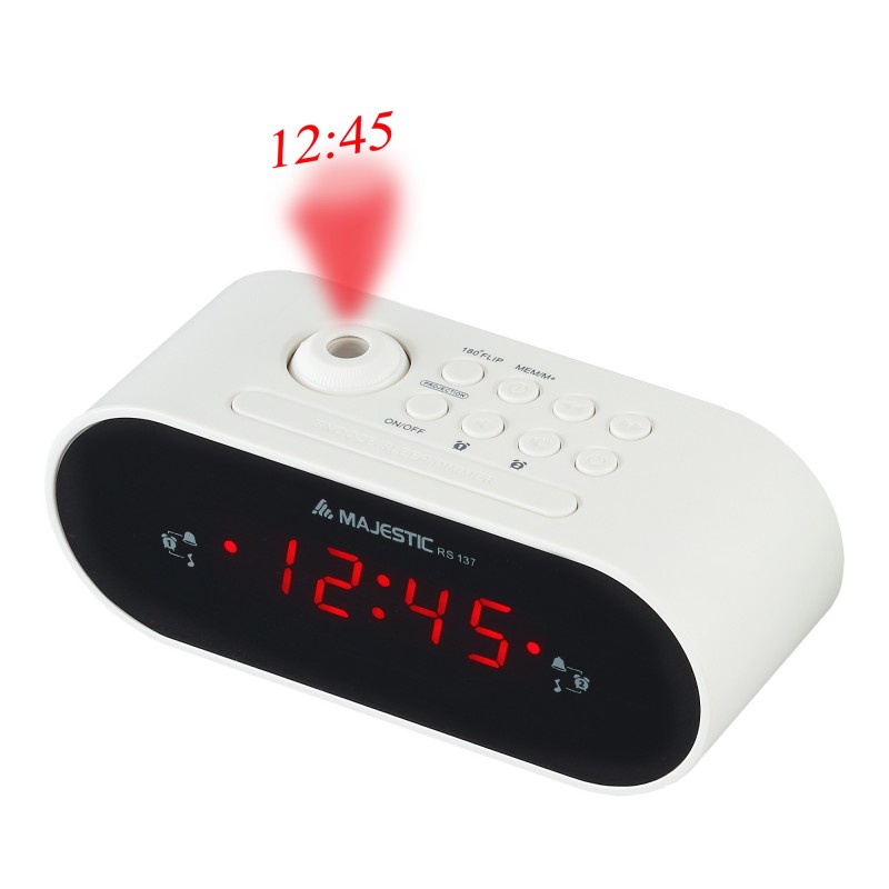 New Majestic RS-137 Digital alarm clock Black, White