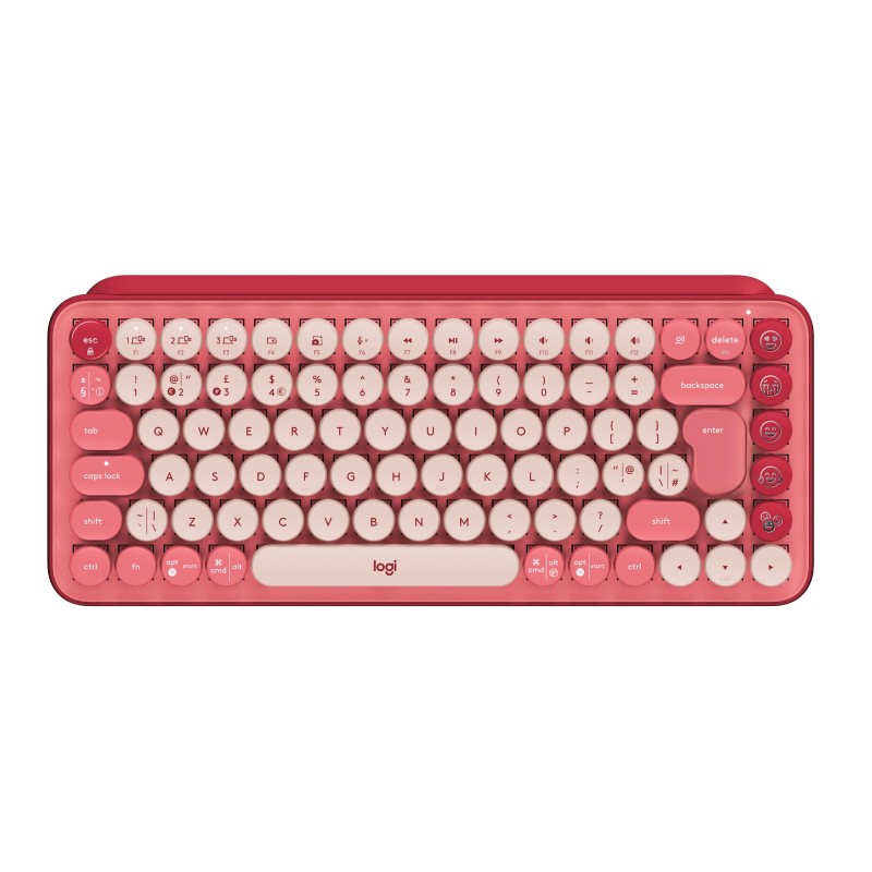 Logitech Pop Keys clavier RF sans fil + Bluetooth QWERTY Italien Bourgogne, Rose, Rose