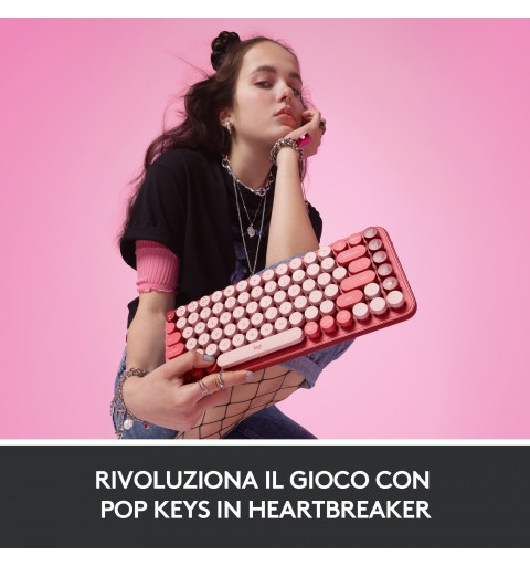 Logitech Pop Keys teclado RF Wireless + Bluetooth QWERTY Italiano Borgoña, Rosa, Rosa