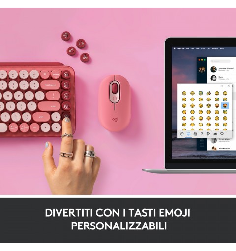 Logitech Pop Keys teclado RF Wireless + Bluetooth QWERTY Italiano Borgoña, Rosa, Rosa