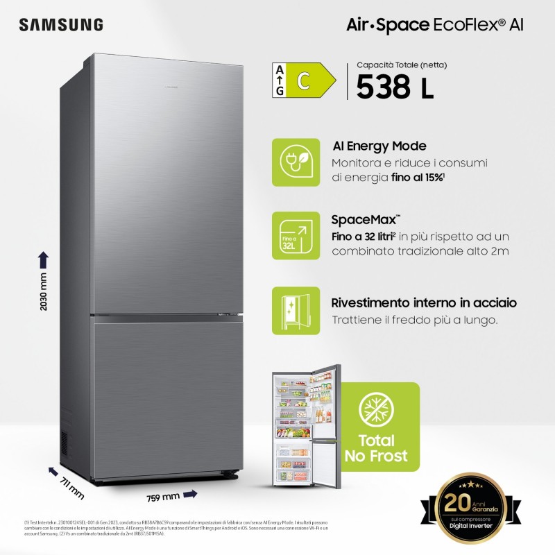 Samsung RB53DG706CS9 Independiente 538 L C Metálico, Acero inoxidable