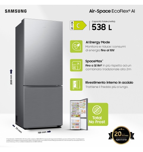 Samsung RB53DG706CS9 Independiente 538 L C Metálico, Acero inoxidable