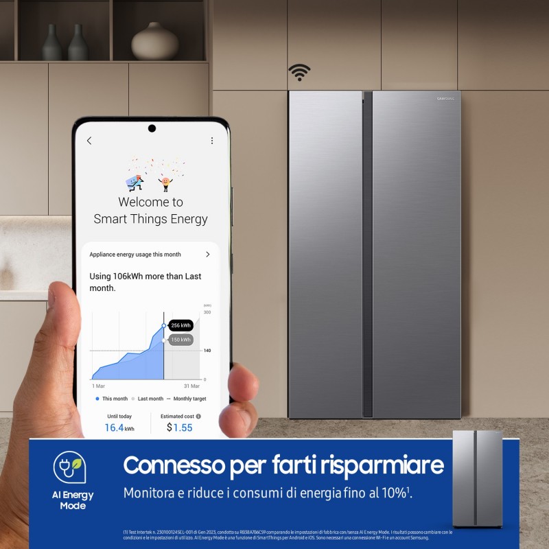 Samsung Side-by-Side mit SmartThings AI Energy Mode und Twist Ice Maker, 628 ℓ
