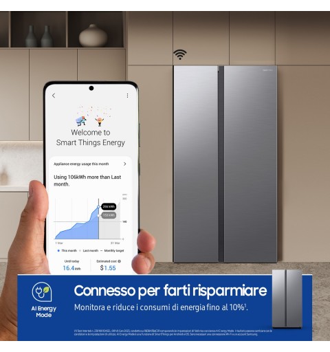 Samsung Side-by-Side mit SmartThings AI Energy Mode und Twist Ice Maker, 628 ℓ