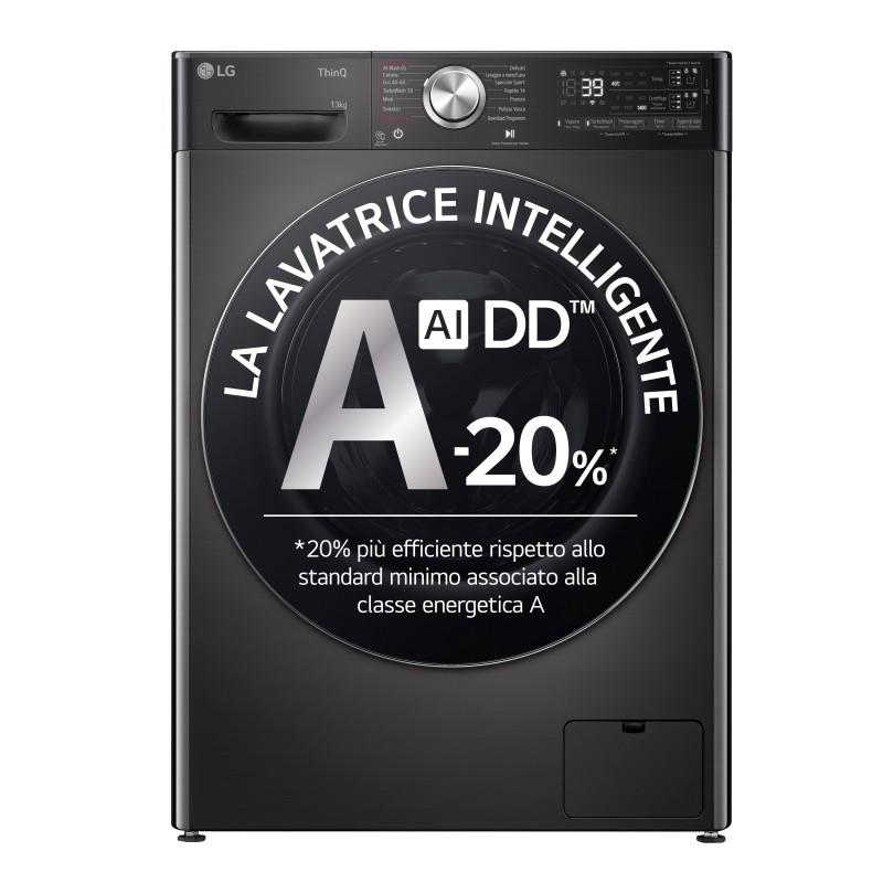 LG F4R9513TPBC Lavatrice 13kg AI DD, Classe A-20%, 1400 giri, TurboWash, Vapore