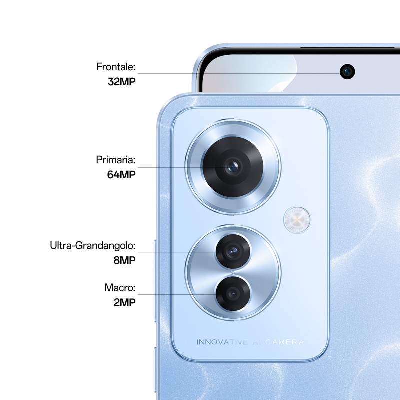 OPPO Reno 11 F 17 cm (6.7") Double SIM Android 14 5G USB Type-C 8 Go 256 Go 5000 mAh Bleu
