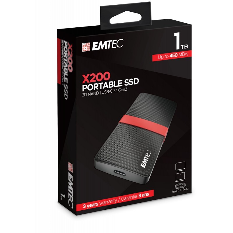 Emtec X200 1 To Noir, Rouge