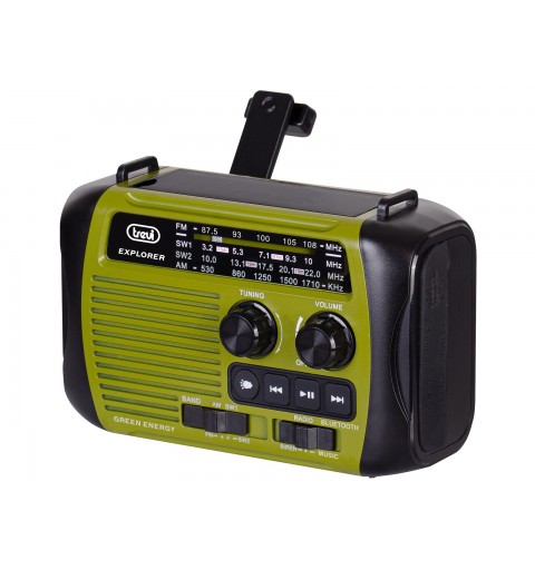 Trevi RADIO PORTATILE DINAMO E SOLARE USB MICRO SD WIRELESS E POWERBANK RA 7F30 BT VERDE