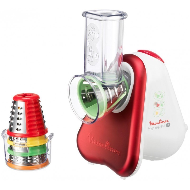 Moulinex Fresh Express + Râpe électrique et spiraliseur Rouge, Blanc