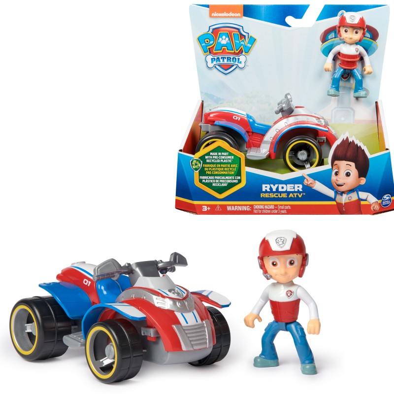 PAW Patrol , Ryder’s Rescue ATV, Toy Vehicle with Collectible Action Figure, Sustainably Minded Kids Toys for Boys & Girls Ages