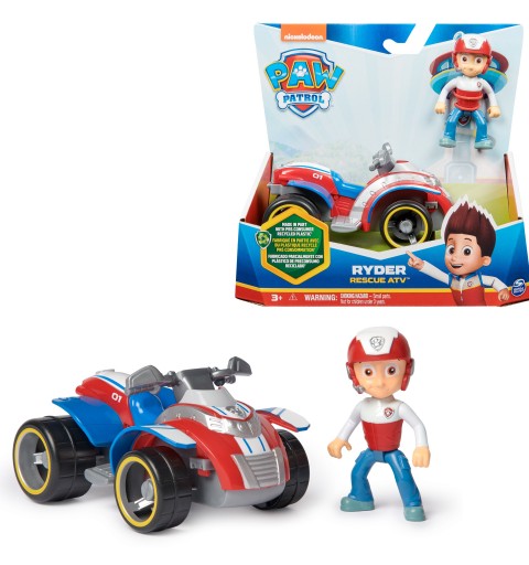 PAW Patrol , Rescue ATV de Ryder, vehículo de juguete con figura de acción coleccionable, juguetes respetuosos con el medio