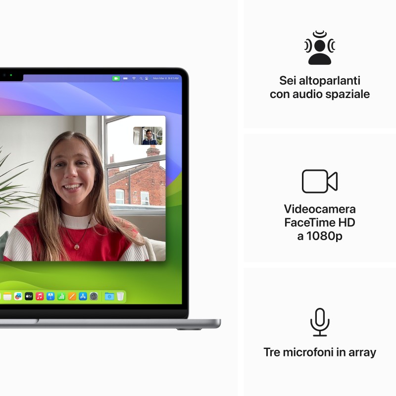 Apple MacBook Air Apple M M3 Portátil 38,9 cm (15.3") 8 GB 256 GB SSD Wi-Fi 6E (802.11ax) macOS Sonoma Gris
