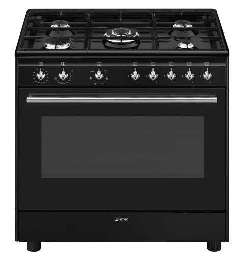 Smeg Concert CX91GMBL cocina Cocina familiar tipo industrial Eléctrico Encimera de gas Negro A